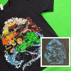 Demon Slayer Tanjiro Kamado T-Shirt Double-Sided Anime Manga Tee Black Cotton